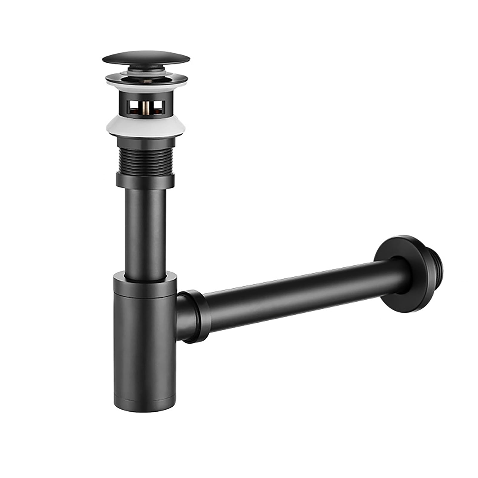 Siphon Waschbecken Mit Überlauf,Pop Up Ablaufventil,Geruchsverschluss,Verstellbares Abflussrohr,Bächlein Siphon Für Die Küchenspüle,Schwarz