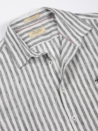 Image of Thomas Scott Men's | Stripes | Full Sleeve | Regular Fit | Linen Blend | Spread Collar | Casual Shirt
