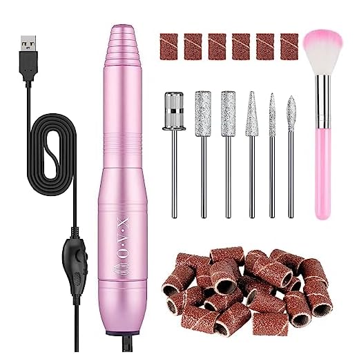 Portable Electric Nail Drill Machine, Professional 20000 RPM USB Manicure Pedicure Drills for Acrylic Nails Gel Polishing Shape Tools with Nail Drill Bits and Sanding Bands Efile Nail Drill Kit - Pink
