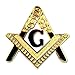 Entered Apprentice Square & Compass White & Gold Masonic Lapel Pin - 1" Tall
