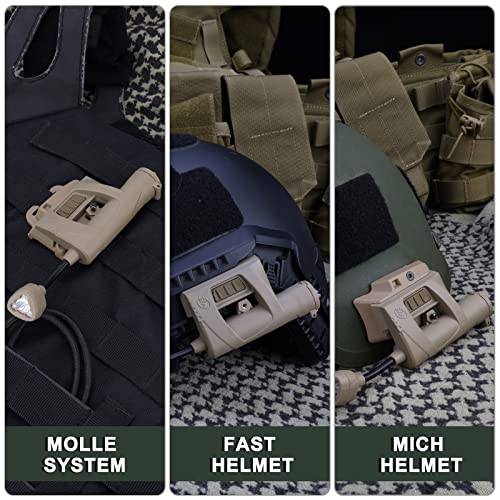 Tactical Helmet Light Pro Airsoft Tac Military Mount Ir Led Task Lamp Survival Signal Accessories For Mich Molle System Outdoor Hunting Desert Tan Night-Evolution Ne05006, (Ne05006-De) #TOP3