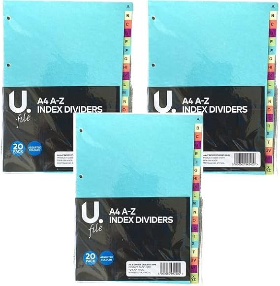 A4 File Dividers AZ Tabs (3 Pack) Amazon.co.uk Stationery & Office