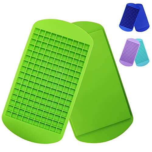 Image of Silicone Mini Ice Cube Trays 2 Pack, 160 Small Ice Cube Molds Easy Release Crushed Ice Cube for Chilling Whiskey Cocktail, BPA Free Flexible Stackable and Durable Soft Mold Storage Containers (Green)