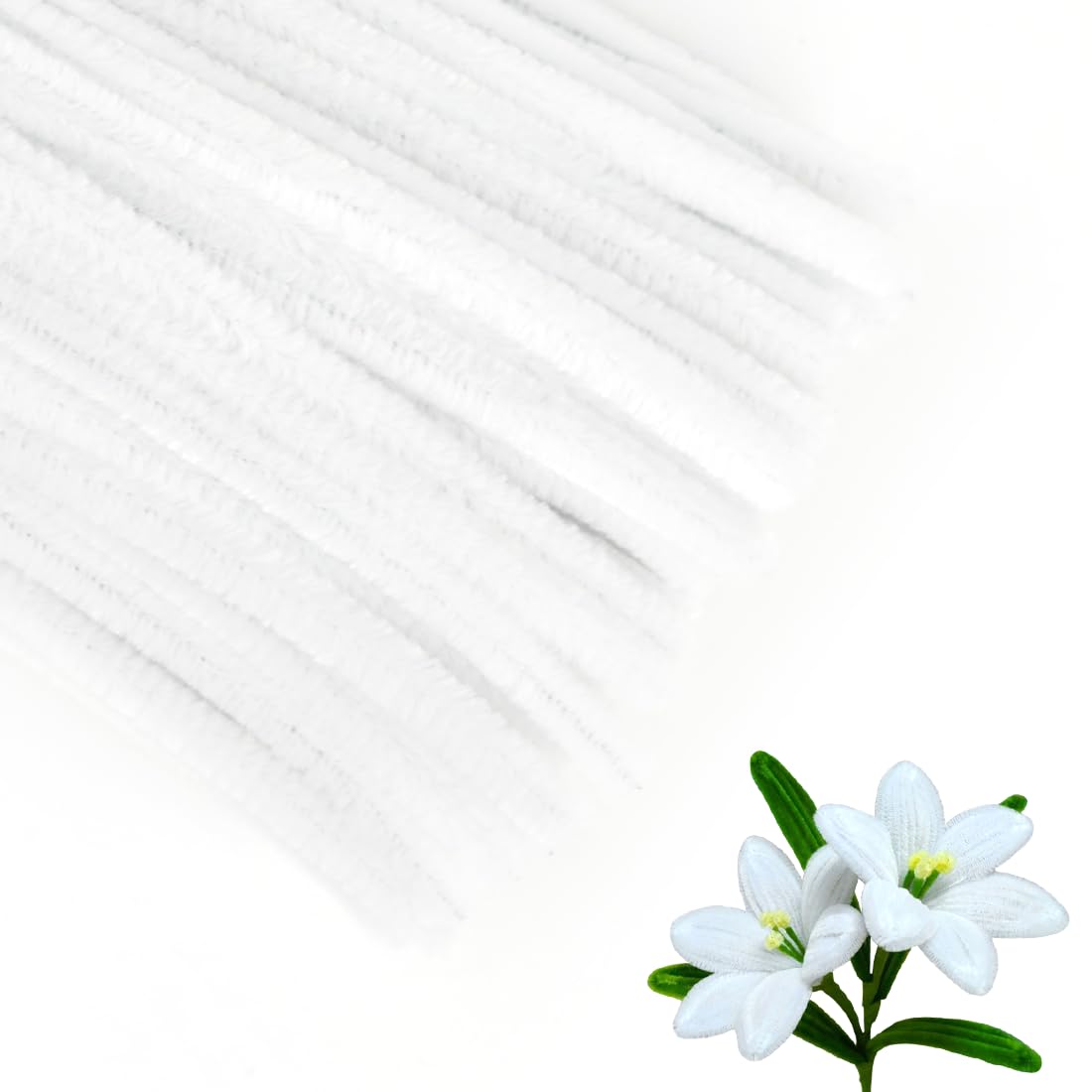100 Pcs Fil Chenille Blanc 30cm – Cure-Pipes Souples Pour DIY, Artisanat, Déco Noël Et Créativité
