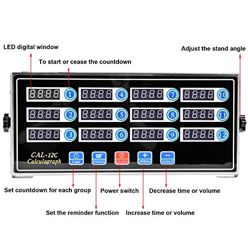 12 Channels Digital Kitchen Timers Commercial Cooking Timer,Stainless Steel Calculagraph Timer Restaurant Timer with Loud Alarm Burger Cooking Reminder