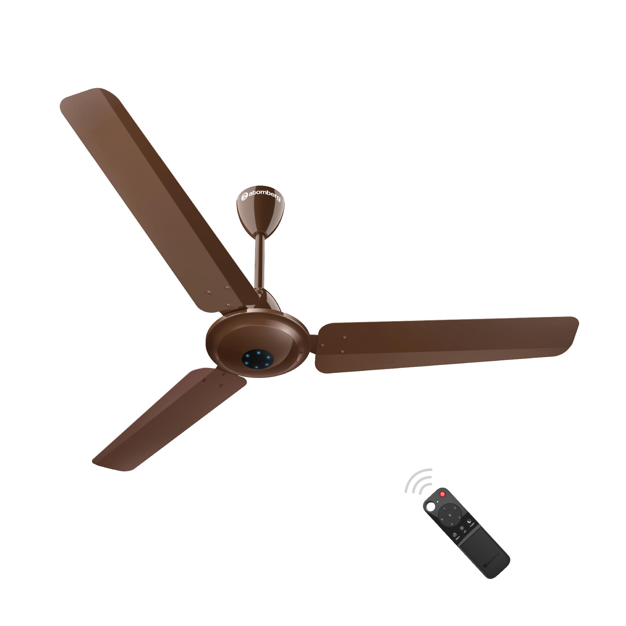 atomberg Ikano 1200mm BLDC Ceiling Fan with Remote Control | BEE 5 star Rated Energy Efficient Ceiling Fan | High Air Delivery with LED Indicators | 3 Year Warranty (Gloss Brown)-image-8