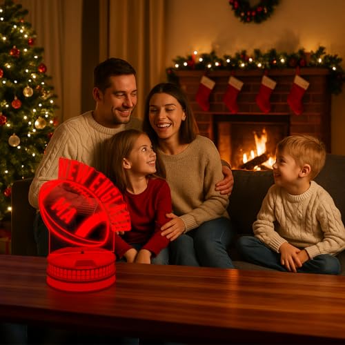 Image of CLORURBANLIVE 3D Football New England Night Light 3D Illusion Lamp with Remote Control 16 Color Options Sports Decor Lighting for Fans - Multicoloured OneSize