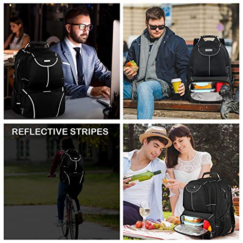 Veckuson Lunch Bag Backpack, Insulated Cooler Lunch Box Backpack, Extra Large Travel Laptop Backpack Tsa Friendly Rfid Durable Computer College Bag With Usb Port For Women Men Fits 17.3 Inch Laptop #TOP7