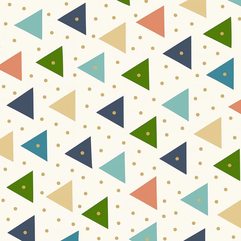 Image of Fitted Sheet Multicolor Geometric Triangle Print Glace Cotton 140 TC King Size (72x78 Inch) with 2 Pillow Covers (18x28 Inch) Deep Pocket up to 10 Inches - Soft & Comfortable