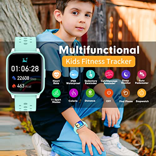 HENGTO Fitness Tracker Watch for Kids IP68 Waterproof Kids Smart Watch with more Sport Modes, Pedometers, Heart Rate - Image 2