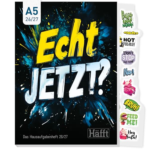 Häfft Original Hausaufgabenheft 2026 2027 A5 - der ultimative Schülerkalender mit Facts & Fun - Schülerplaner Schulplaner Echt jetzt