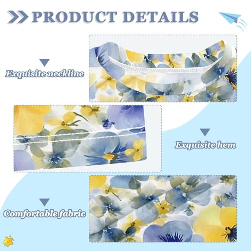 ALAZA Kids Rash Guard Girls Toddler Swim Shirts Short Sleeve Pansy Flowers UPF 50+ 3T3