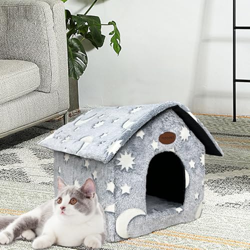 Maison pour chat en peluche de qualité supérieure Whiwhi avec coussin doux lavable - 8