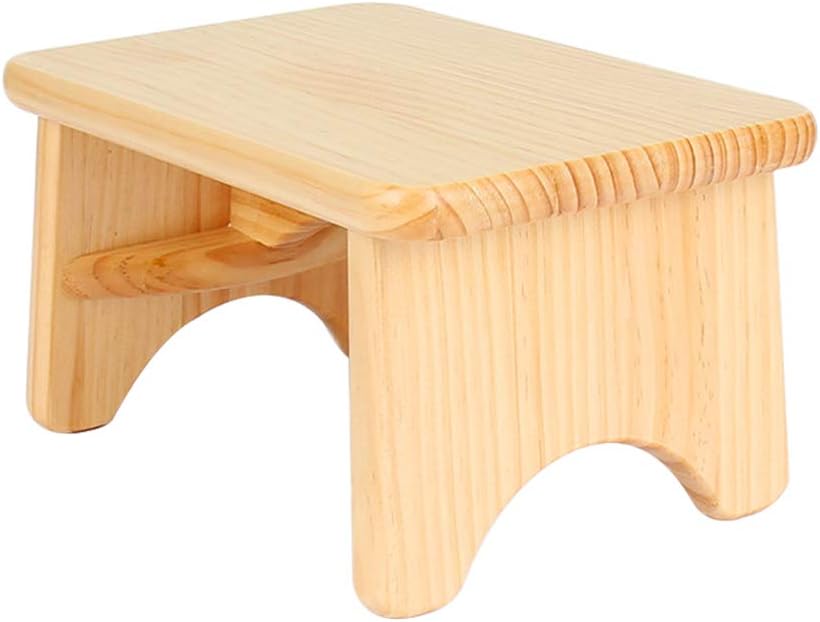 Solid Wood Step Stool Gloss Foot Stool for Kitchen Bedroom Living Room Bathroom Pack of 1 (6 inch Height)