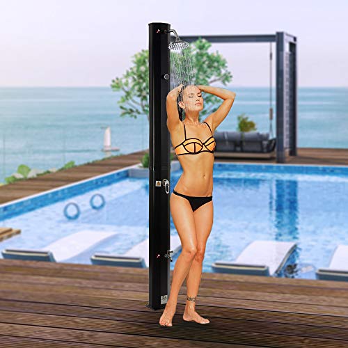 Arebos zonnedouche 35 l | 217 cm | regelbare watertemperatuur tot 60 graden | met voetdouche en draaibare douchekop. - Image 3