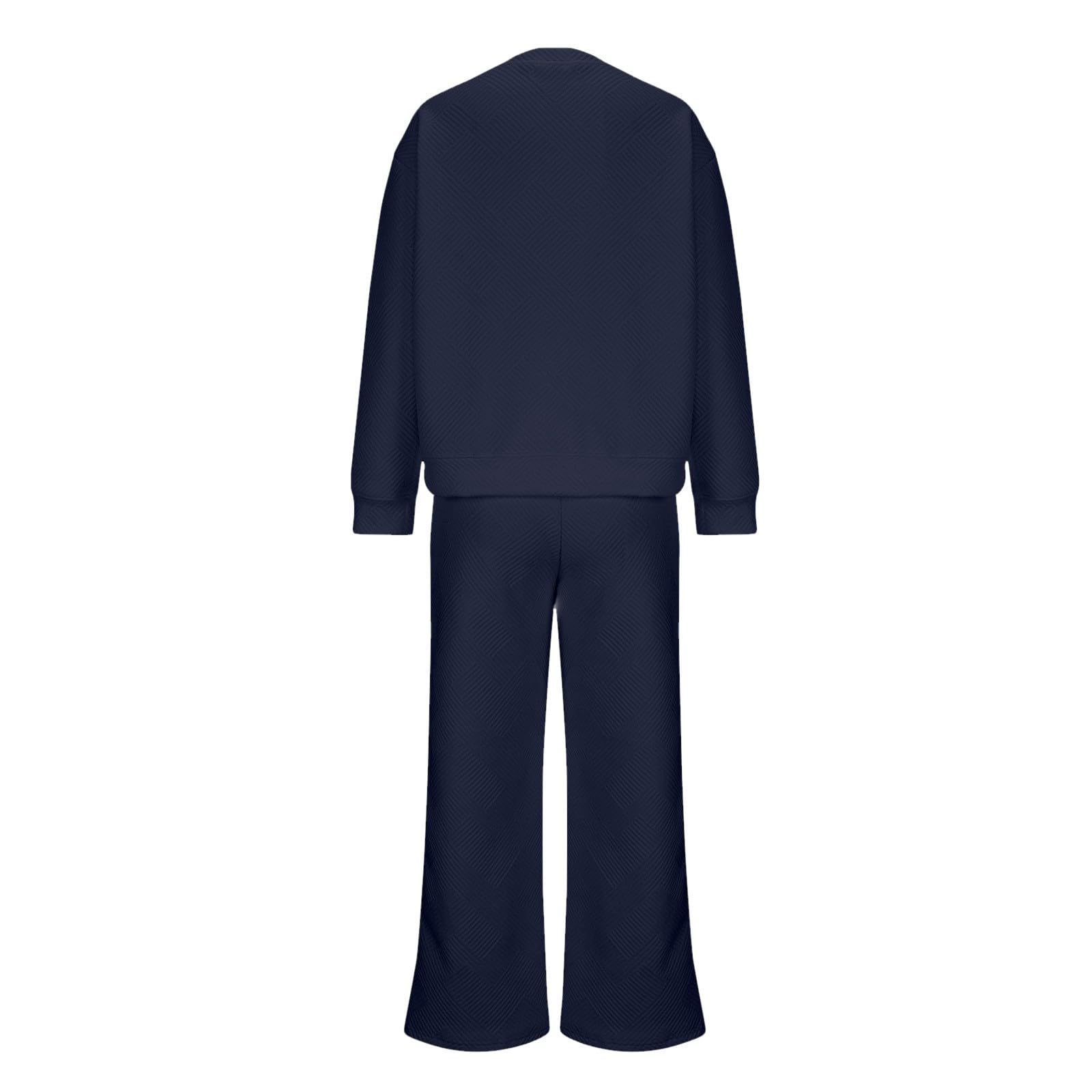 Jogginganzug Damen Flauschiger Anzug Damen Lässige Strick-Sets mit langärmeligen Pullover-Oberteilen und weiten Hosen Büro Outfit