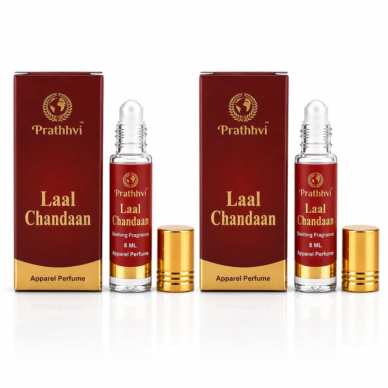Image of Laal Chandaan Attar Roll-On Perfume Oil 8 ml | Alcohol Free | Long Lasting Rich Fragrance | Men & Women | Pocket Size Travel Friendly Roll On | Daily Wear Fragrance - Pack of 2