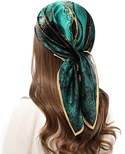 100% Pure Mulberry Silk Square Scarf-27''x27"Lightweight Hair Scarves Headscarf Night Sleeping with Gift Packed3