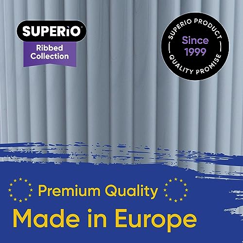 Image of Superio Ribbed Collection - Decorative Plastic Laundry Hamper with Lid and Cut-Out Handles, Blue (2 Pack) Basket Organzier for Bedroom Bathroom College Dorm Room 40 Liter