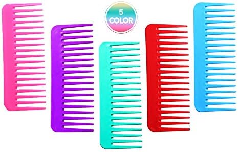 QITIMIR Large Hair Detangling Comb Wide Tooth Comb for Curly Hair Wet Dry Hair,Combs for Women,Men,Kids,Shampoo Comb,Plastic Comb Set