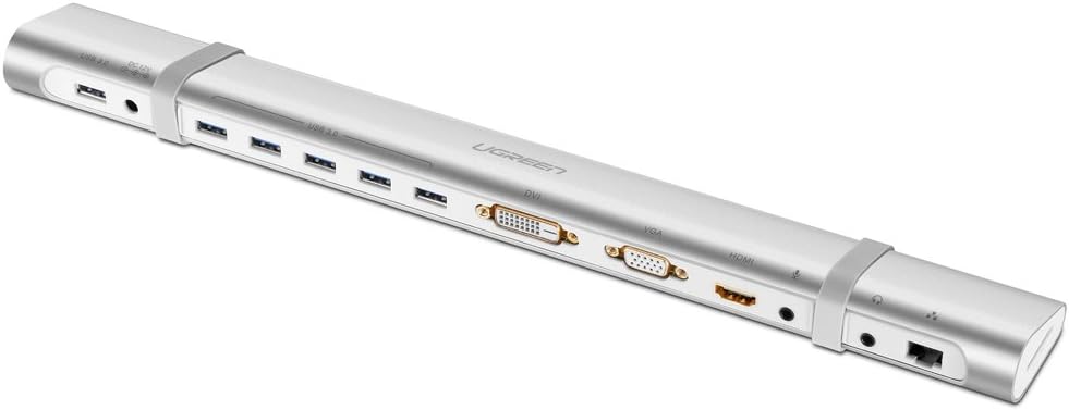 UGREEN USB 3.0 Universal Docking Station USB 3.0 to HDMI DVI VGA Video Multi-Display Adapter 5-Port USB3.0 Hub Gigabit Ethernet SD TF Card Reader Audio Port for Windows 10 8 7 Vista XP Mac OS X Linux