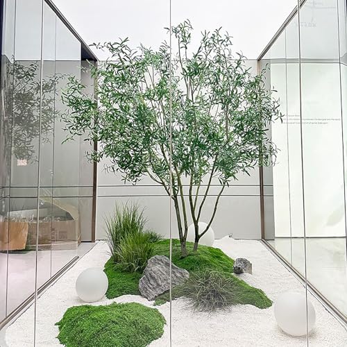 Olivo artificial, planta de simulación realista grande con tronco realista, decoración verde hecha a mano para interior/exterior/fiesta/restaurante/centro comercial