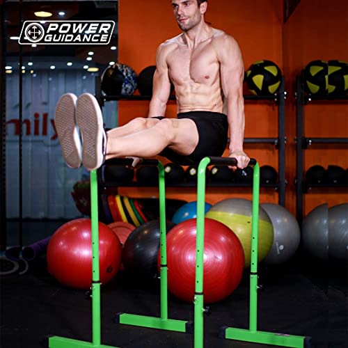 Power Guidance Dip Bar, Dip Stand Station For Full Body Strength Training, Adjustable Height 30Inches - 38.6Inched, Capacity 1200Lbs, 3 Colors Available (Green) #TOP6
