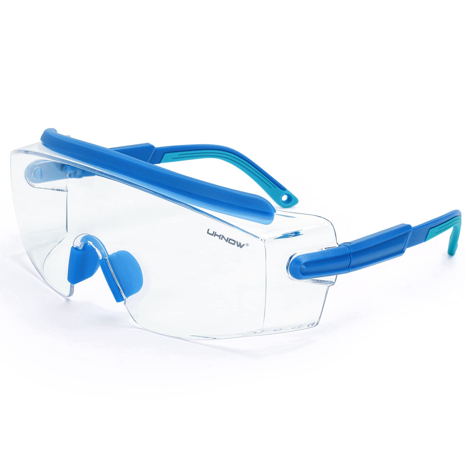 UKNOW Gafas de seguridad sobre gafas, gafas de seguridad antivaho con lente envolvente transparente, gafas protectoras ANSI Z87.1