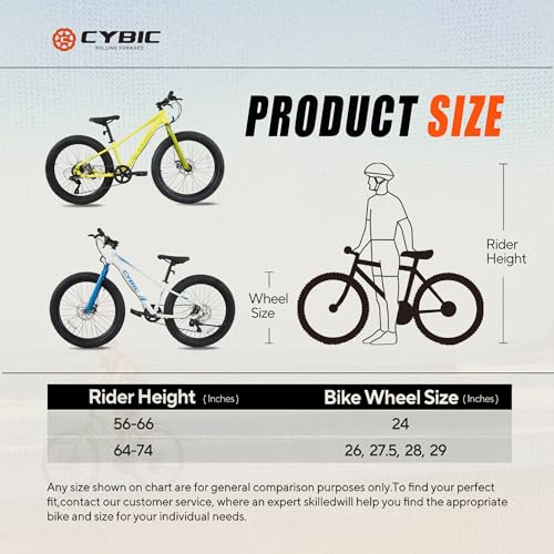 CYBIC Fat Tire Mountain Bike, 24 inch for Teen/Adult Men