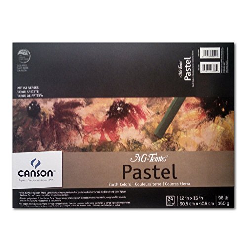 Canson Artist Series Mi-Teintes Pastel Paper, Earth Tones, Foldover Pad, 12x16 inches, 24 Sheets (98lb/160g) - Artist Paper for Adults and Students