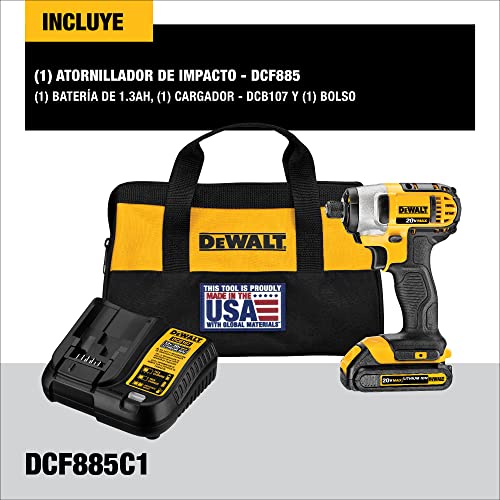 Dewalt 20V Max Impact Driver Kit, 1/4-Inch (Dcf885C1) #TOP5