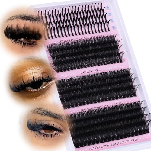 CORUSCATE Lash Clusters with Spikes 60D80D100D Eyelash Clusters Volume Cluster Eyelash Extensions Mega Style Lash Extension DIY Individual Lashes Strip Mink Spiky Thick Cluster Lashes