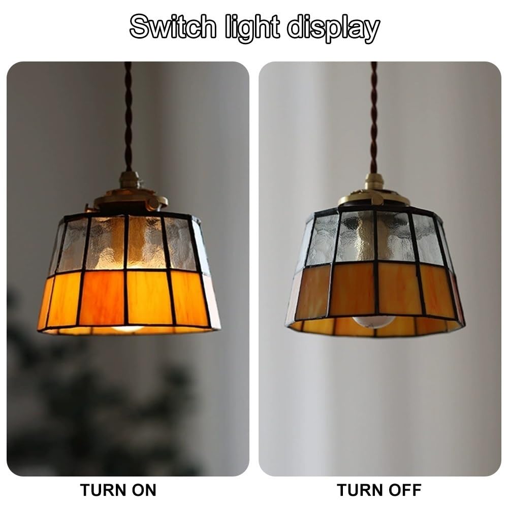 Jadssox Witrażowa lampa wisząca z mosiądzu, lampa wisząca, wyspa kuchenna