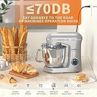 Küchenmaschine Rührmaschine 1300W Zurio 5.5L Knetmaschine Rührmaschine 10-Gang-Roboter-Knetmaschine mit Leiser Gärfunktion, mit Zubehör Knethaken, Schneebesen, Kneter Silber – Ansicht 4