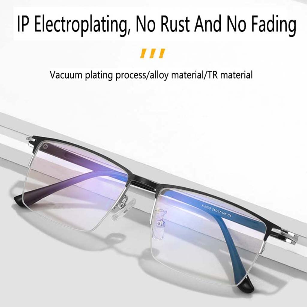 WZX Gafas de Lectura para computadora con luz Anti-Azul de Medio Marco para Hombres, luz Anti-Azul, antideslumbrante, Anti-cansancio Ocular, Anti-UV, Mejor sueño, Adecuado para Pantalla/TV/Tableta