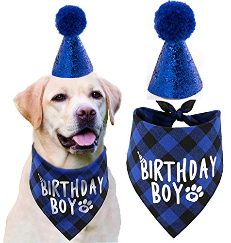 Jpb Dog Birthday Party Supplies,Pet Birthday Hat And Boy Doggy Birthday Bandana Set #TOP20