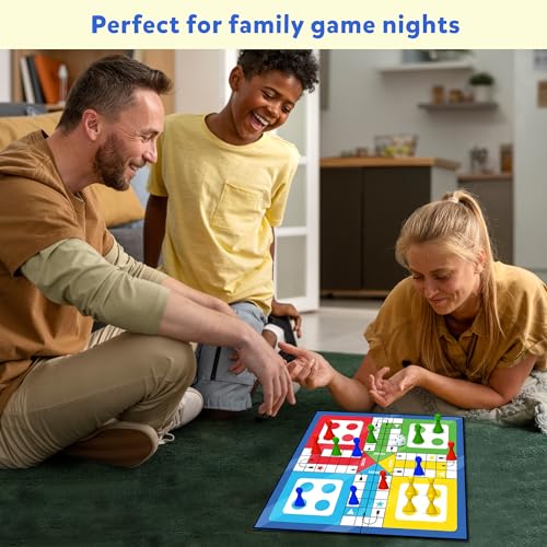 Image of Ludo Game for Kids | 2-in-1 Magentic Snakes & Ladders and Ludo Board | 14 inchx14 inch Foldable Big Family Game for Kids & Adults | Travel-Friendly Dice Board Game