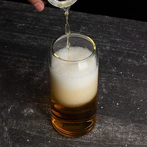 Sursip Beer Can Glass With Bamboo Lids And Glass Straw 6Pc Set - 20 Oz Drinking Glasses, Beer Glasses, Iced Coffee Glasses, Can Shaped Glass Tumbler Cups For Whiskey/Soda/Smoothie/Cocktail/Tea/Water #TOP4