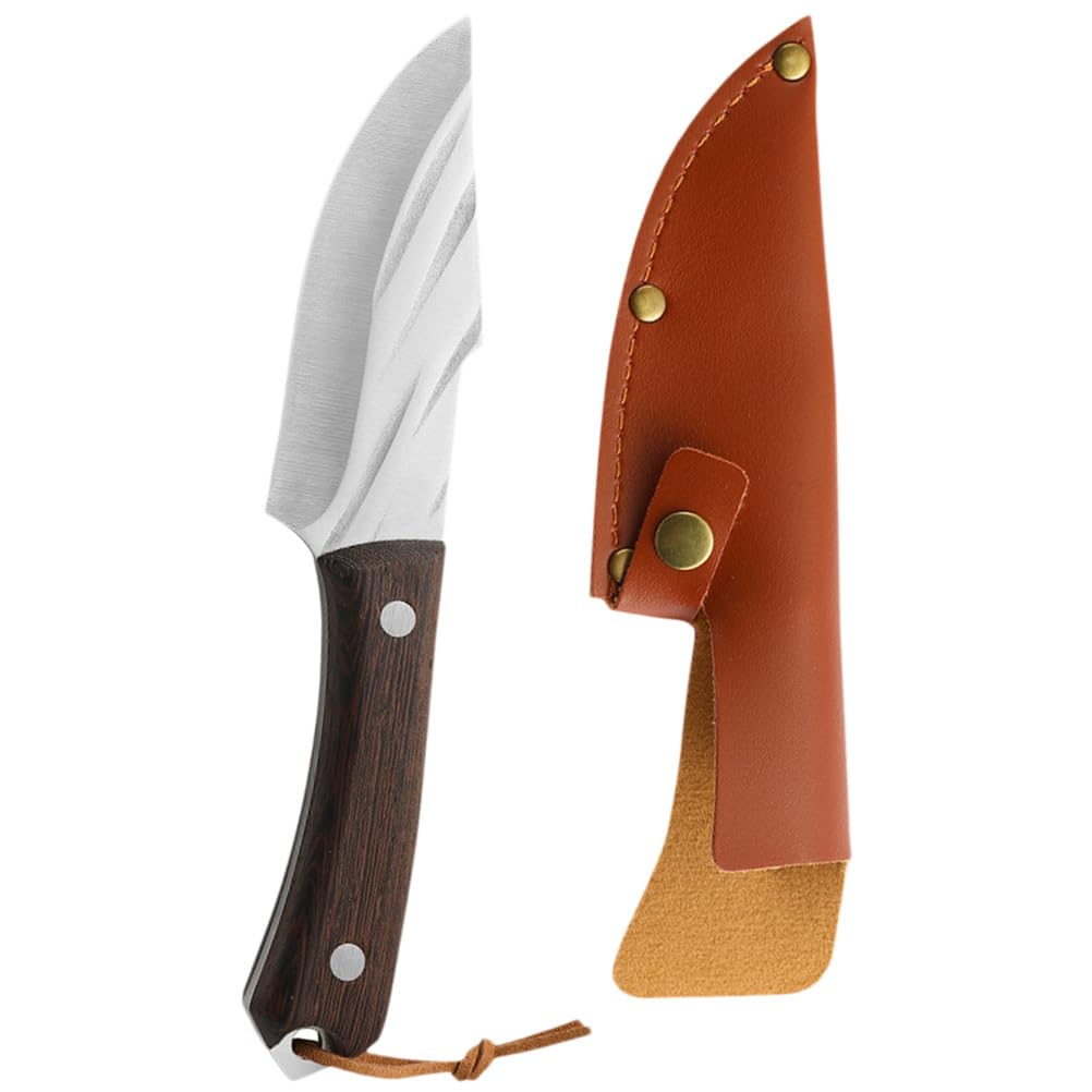 UPKOCH Cuchillo De Carnicero Con Mango Ergonómico Y Funda De Cuero Cortador De Carne Y Verduras De Acero Inoxidable 8.07X1.57X0.78In Para Camping Picnic Y Uso Doméstico
