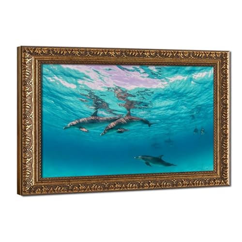 Toile dauphin grand format pour illuminer un salon ou une chambre sombre