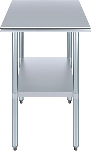 Vista 628 de AmGood Mesa de trabajo de acero inoxidable de 18 pulgadas x 36 pulgadas Mesa de preparación de alimentos de cocina de metal NSF