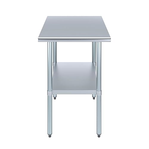 Miniatura 2 de AmGood - mesa de trabajo de acero inoxidable con estante inferior Preparación de alimentos NSF (estándares de equipos comerciales de alimentos),