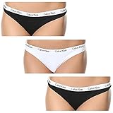 Calvin Klein Thong 3Pk, Black White Black Wzb, XS (Pack de 3) para Mujer