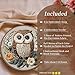 FONNUY Embroidery Kit for Beginners, Owl Flowers Pre-Stamped Pattern Kits for Adults with Hoop, Easy to Follow Color Thread Needlework, 8'' Hoop (Brown)