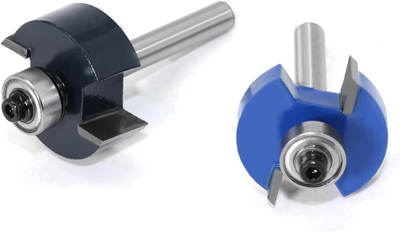 Carbide Milling Cutter With 6 Bearing Sets Drill Bit-1/4" Shank 6 Mm Shank Woodworking Tool Woodworking Tool Tenon Tool (Cutting Edge Length : 3PCS 6mm shank)