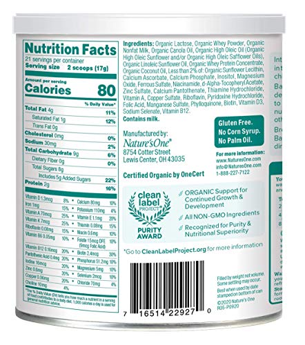 Baby's Only Organic Whey & Dairy Protein Gentle Toddler Formula, 12.7 Oz (Pack of 6) | Non-GMO | USDA Organic | Clean Label Project Verified
