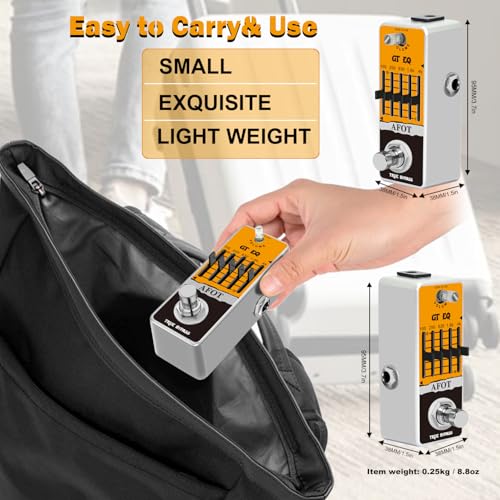AFOT Guitar EQ Pedal, 5 Band GT EQ Pedal Electric Guitar Equalizer (100Hz 250Hz 630Hz 1.6kHz 4kHz) Provides ±18dB for Each Band EQ Seeker for Guitar,Mini Size True Bypass - Thumbnail 5