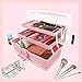 TERGOO 12in 3-Layer Plastic Craft Organizers and Storage, Portable Folding Tackle Box with Handle & Adjustable Dividers, Multipurpose Case for Sewing, Art Supplies, Medicine, Tools (White Pink)