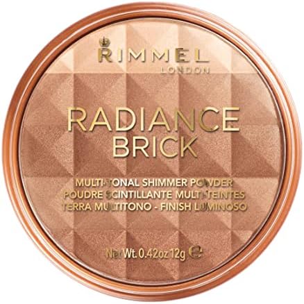 Rimmel London Radiance Shimmer Brick Pressed Bronzer, Light-As-Air Contouring Formula, 001 Light, 12 g
