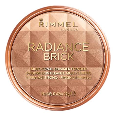 Rimmel London Radiance Shimmer Brick Pressed Bronzer, Light-As-Air Contouring Formula, 001 Light, 12 g